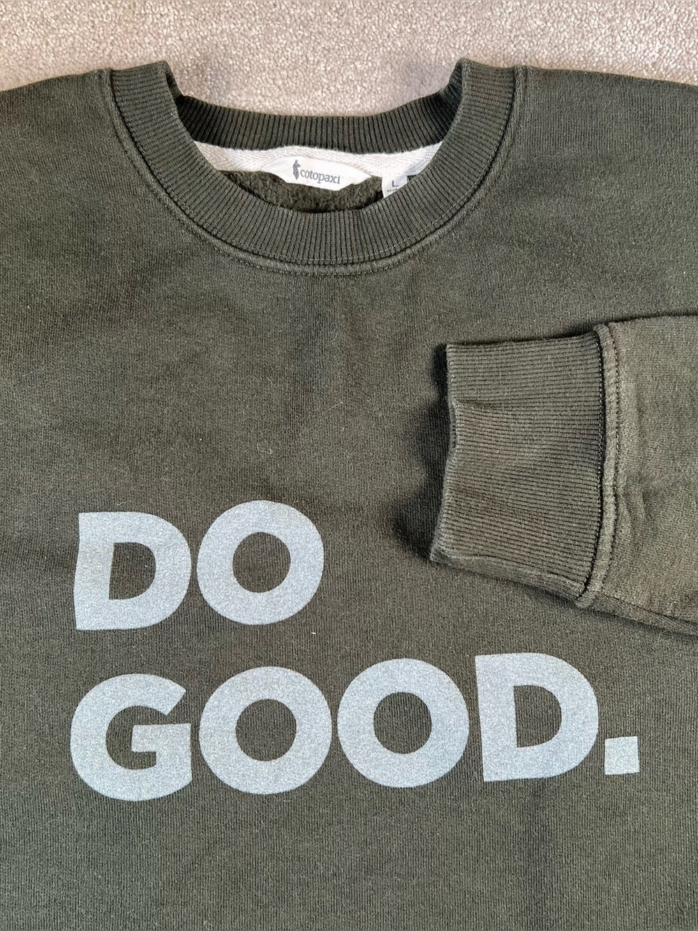 Cotopaxi Green Sweatshirt DO GOOD Casual Pullover Crew Men's Large